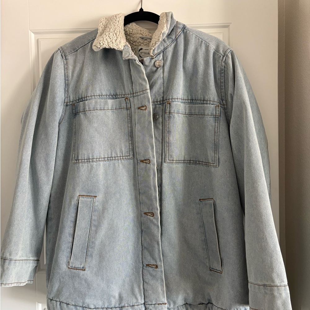 Stoosh Light Blue Sherpa-Lined Denim Jacket